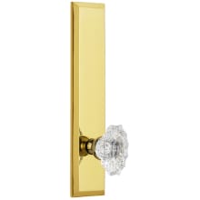 Fifth Avenue Solid Brass Rose Left Handed Tall Plate Privacy Door Knob Set with Biarritz Crystal Knob and 2-3/8" Backset