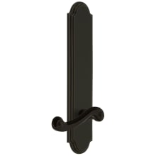 Arc Solid Brass Tall Plate Rose Left Handed Privacy Door Lever Set with Newport Lever and 2-3/8" Backset