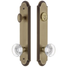 Arc Solid Brass Tall Plate Single Cylinder Keyed Entry Set with Bordeaux Crystal Knob and 2-3/4" Backset