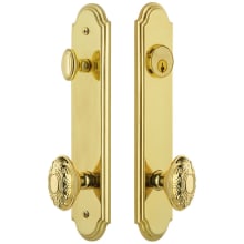 Arc Solid Brass Tall Plate Single Cylinder Keyed Entry Set with Grande Victorian Knob and 2-3/4" Backset