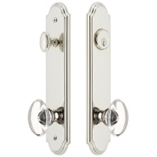Arc Solid Brass Tall Plate Single Cylinder Keyed Entry Set with Provence Crystal Knob and 2-3/8" Backset