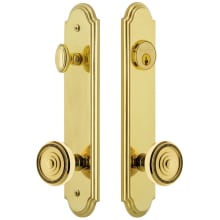 Arc Solid Brass Tall Plate Single Cylinder Keyed Entry Set with Soleil Knob and 2-3/8" Backset