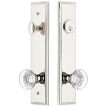 Carre Solid Brass Tall Plate Single Cylinder Keyed Entry Set with Bordeaux Crystal Knob and 2-3/8" Backset