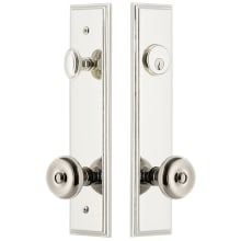 Carre Solid Brass Tall Plate Single Cylinder Keyed Entry Set with Bouton Knob and 2-3/8" Backset