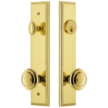 Carre Solid Brass Tall Plate Single Cylinder Keyed Entry Set with Circulaire Knob and 2-3/8" Backset