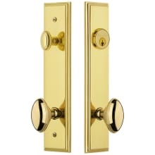 Carre Solid Brass Tall Plate Single Cylinder Keyed Entry Set with Eden Prairie Knob and 2-3/8" Backset