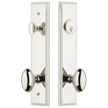 Carre Solid Brass Tall Plate Single Cylinder Keyed Entry Set with Eden Prairie Knob and 2-3/4" Backset