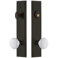 Carre Solid Brass Tall Plate Single Cylinder Keyed Entry Set with Hyde Park Knob and 2-3/8" Backset