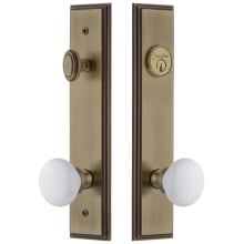Carre Solid Brass Tall Plate Single Cylinder Keyed Entry Set with Hyde Park Knob and 2-3/4" Backset