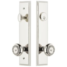 Carre Solid Brass Tall Plate Single Cylinder Keyed Entry Set with Parthenon Knob and 2-3/4" Backset