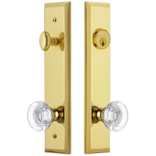 Fifth Avenue Solid Brass Tall Plate Single Cylinder Keyed Entry Set with Bordeaux Crystal Knob and 2-3/8" Backset