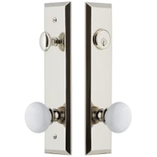 Fifth Avenue Solid Brass Tall Plate Single Cylinder Keyed Entry Set with Hyde Park Knob and 2-3/8" Backset