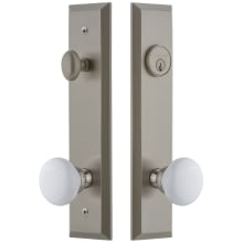 Fifth Avenue Solid Brass Tall Plate Single Cylinder Keyed Entry Set with Hyde Park Knob and 2-3/8" Backset