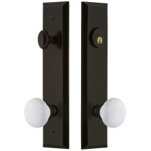 Fifth Avenue Solid Brass Tall Plate Single Cylinder Keyed Entry Set with Hyde Park Knob and 2-3/4" Backset