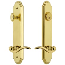 Arc Solid Brass Tall Plate Single Cylinder Keyed Entry Set with Bellagio Lever and 2-3/8" Backset