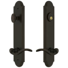 Arc Solid Brass Tall Plate Single Cylinder Keyed Entry Set with Bellagio Lever and 2-3/8" Backset