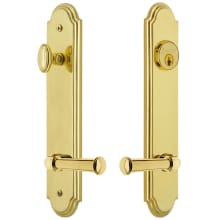 Arc Solid Brass Tall Plate Single Cylinder Keyed Entry Set with Georgetown Lever and 2-3/4" Backset