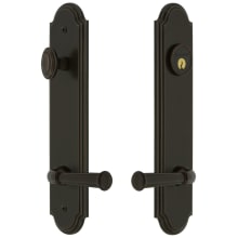 Arc Solid Brass Tall Plate Single Cylinder Keyed Entry Set with Georgetown Lever and 2-3/8" Backset