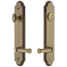 Arc Solid Brass Tall Plate Single Cylinder Keyed Entry Set with Georgetown Lever and 2-3/4" Backset