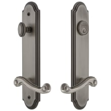 Arc Solid Brass Tall Plate Single Cylinder Keyed Entry Set with Newport Lever and 2-3/4" Backset