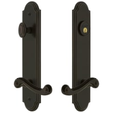 Arc Solid Brass Tall Plate Single Cylinder Keyed Entry Set with Newport Lever and 2-3/4" Backset