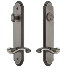 Arc Solid Brass Tall Plate Single Cylinder Keyed Entry Set with Portofino Lever and 2-3/4" Backset
