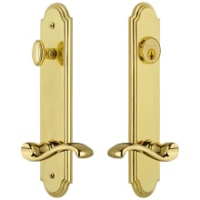 Arc Solid Brass Tall Plate Single Cylinder Keyed Entry Set with Portofino Lever and 2-3/8" Backset