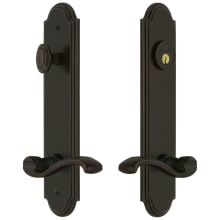 Arc Solid Brass Tall Plate Single Cylinder Keyed Entry Set with Portofino Lever and 2-3/4" Backset