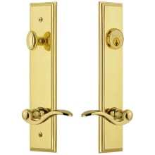 Carre Solid Brass Tall Plate Single Cylinder Keyed Entry Set with Bellagio Lever and 2-3/4" Backset