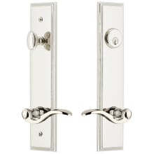 Carre Solid Brass Tall Plate Single Cylinder Keyed Entry Set with Bellagio Lever and 2-3/8" Backset