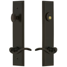 Carre Solid Brass Tall Plate Single Cylinder Keyed Entry Set with Bellagio Lever and 2-3/8" Backset