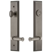 Carre Solid Brass Tall Plate Single Cylinder Keyed Entry Set with Georgetown Lever and 2-3/4" Backset