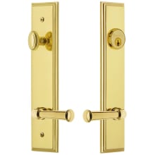 Carre Solid Brass Tall Plate Single Cylinder Keyed Entry Set with Georgetown Lever and 2-3/4" Backset