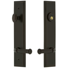 Carre Solid Brass Tall Plate Single Cylinder Keyed Entry Set with Georgetown Lever and 2-3/8" Backset