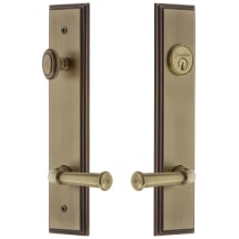 Carre Solid Brass Tall Plate Single Cylinder Keyed Entry Set with Georgetown Lever and 2-3/8" Backset