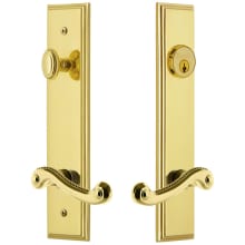 Carre Solid Brass Tall Plate Single Cylinder Keyed Entry Set with Newport Lever and 2-3/4" Backset