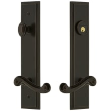 Carre Solid Brass Tall Plate Single Cylinder Keyed Entry Set with Newport Lever and 2-3/8" Backset