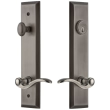 Fifth Avenue Solid Brass Tall Plate Single Cylinder Keyed Entry Set with Bellagio Lever and 2-3/8" Backset