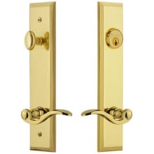 Fifth Avenue Solid Brass Tall Plate Single Cylinder Keyed Entry Set with Bellagio Lever and 2-3/4" Backset
