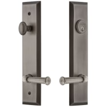 Fifth Avenue Solid Brass Tall Plate Single Cylinder Keyed Entry Set with Georgetown Lever and 2-3/4" Backset