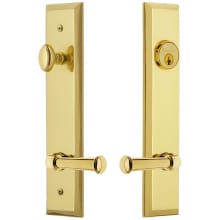 Fifth Avenue Solid Brass Tall Plate Single Cylinder Keyed Entry Set with Georgetown Lever and 2-3/4" Backset