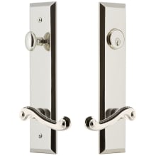 Fifth Avenue Solid Brass Tall Plate Single Cylinder Keyed Entry Set with Newport Lever and 2-3/8" Backset