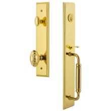 Carre Solid Brass Rose Keyed Entry Single Cylinder Full Plate "C" Grip Handleset with Grande Victorian Knob and 2-3/8" Backset