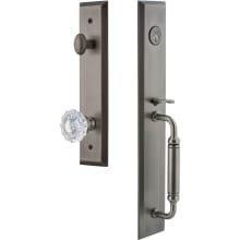 Fifth Avenue Solid Brass Rose Keyed Entry Single Cylinder "C" Grip Handleset with Versailles Crystal Knob and 2-3/4" Backset