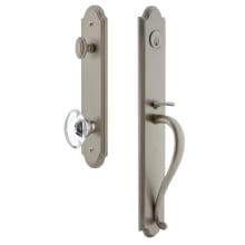 Arc Solid Brass Rose Keyed Entry Single Cylinder Full Plate "S" Grip Handleset with Provence Crystal Knob and 2-3/4" Backset