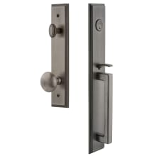 Carre Solid Brass Rose Keyed Entry Single Cylinder Full Plate "D" Grip Handleset with Fifth Avenue Knob and 2-3/8" Backset