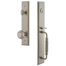 Carre Solid Brass Rose Keyed Entry Single Cylinder Full Plate "F" Grip Handleset with Parthenon Knob and 2-3/8" Backset