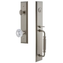 Fifth Avenue Solid Brass Rose Keyed Entry Single Cylinder Full Plate "F" Grip Handleset with Versailles Crystal Knob and 2-3/4" Backset