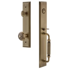 Fifth Avenue Solid Brass Rose Keyed Entry Single Cylinder Full Plate "F" Grip Handleset with Windsor Knob and 2-3/4" Backset