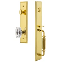 Carre Solid Brass Rose Dummy Full Plate "F" Grip Handleset with Baguette Clear Crystal Knob